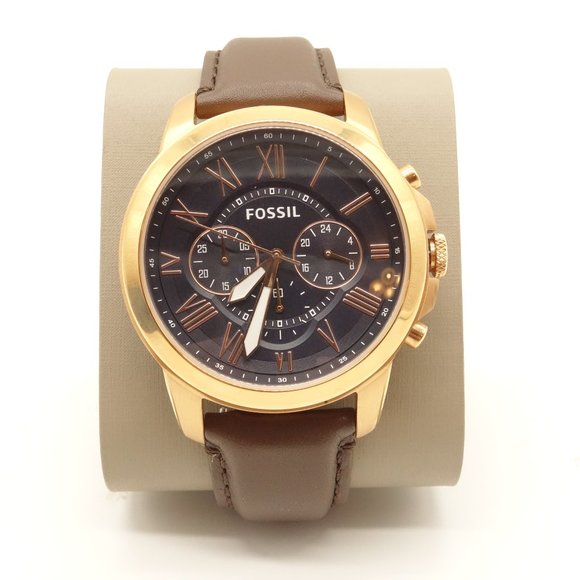 Fossil Other - NWT FOSSIL Grant Rose Gold Dial Leather Band Watch